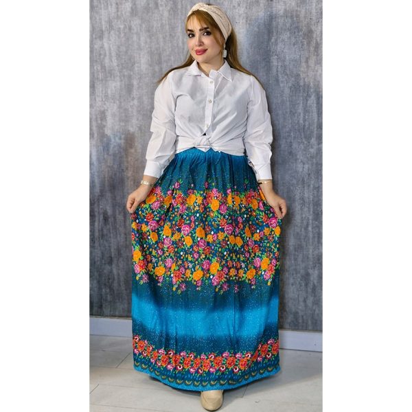 دامن نخی نقطه ای گلدار