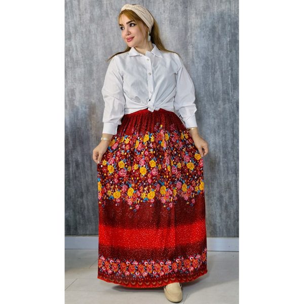 دامن نخی نقطه ای گلدار