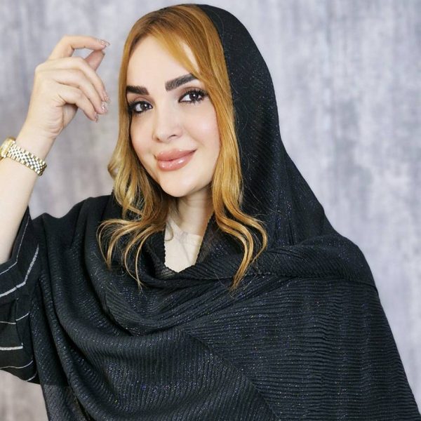 460009-1 شال پلیسه شاین مشکی محرمی -