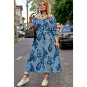 مانتو بلند طرحدار لینن کجراه