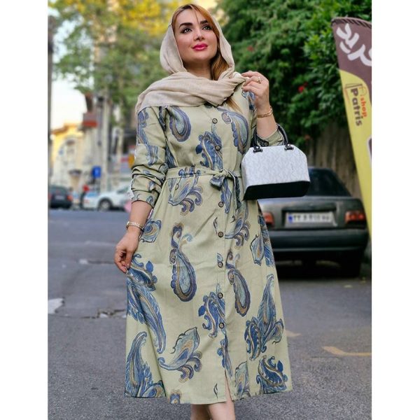 مانتو بلند طرحدار لینن کجراه