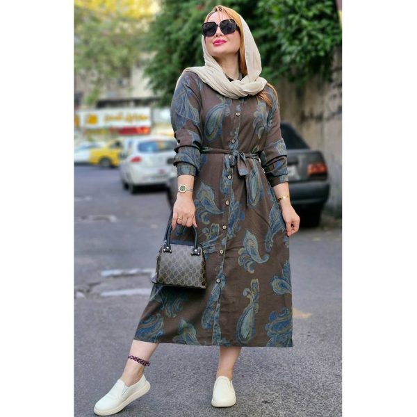 مانتو بلند طرحدار لینن کجراه - مانتو پاتریس رشت