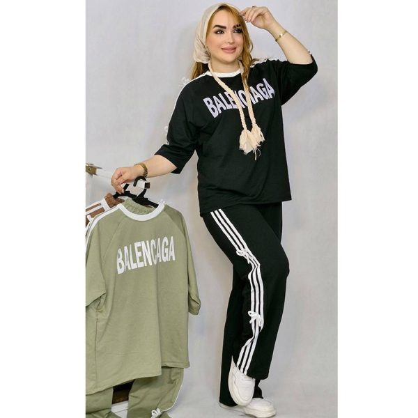 268001025-4 ست تیشرت شلوار پاپیون نخ پنبه