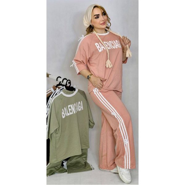 ست تیشرت شلوار پاپیون نخ پنبه