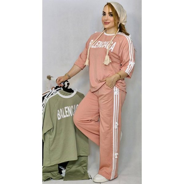 ست تیشرت شلوار پاپیون نخ پنبه