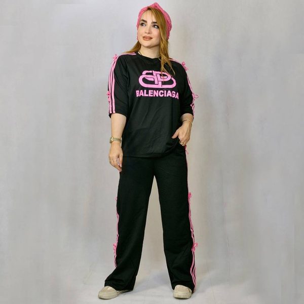 ست تیشرت شلوار پاپیون صورتی بالنسیاگا-