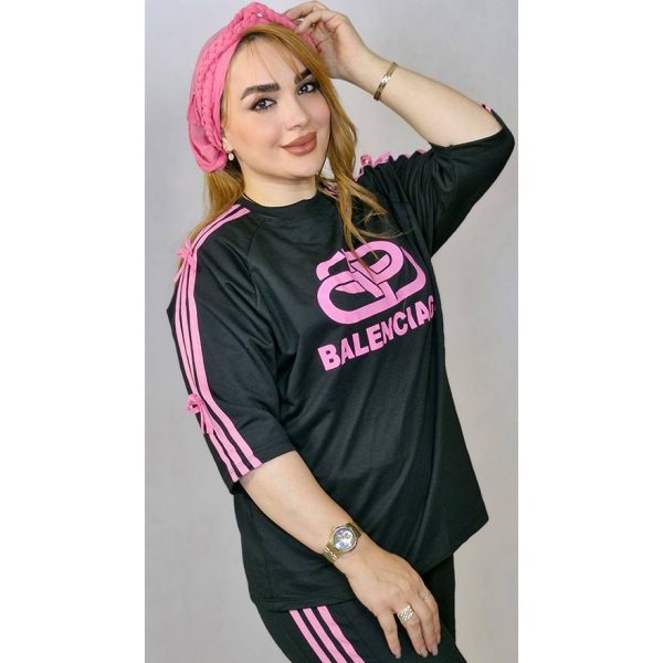 ست تیشرت شلوار پاپیون صورتی بالنسیاگا-