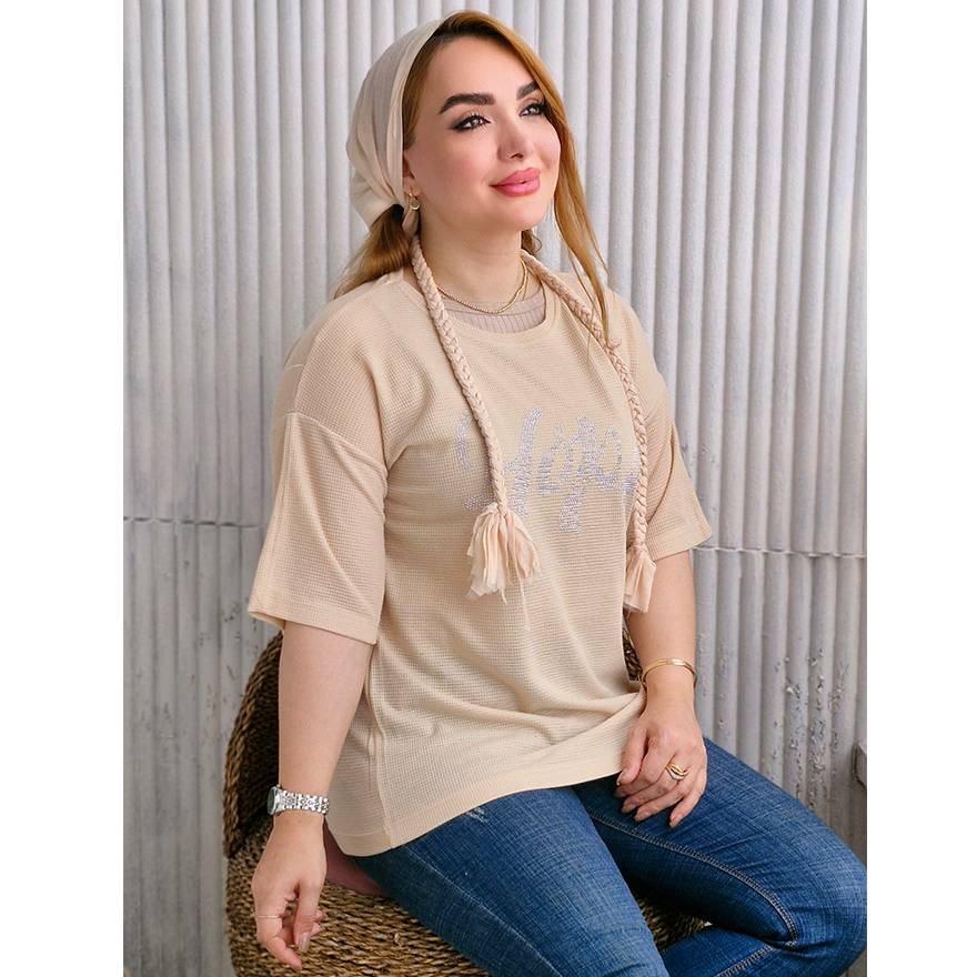 تیشرت بیسکوییتی نگینی