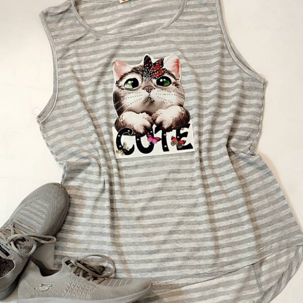 289002378-1 تاپ حلقه ای راه راه ملانژ - مانتو پاتریس رشت