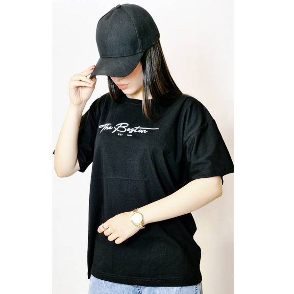 32100508-3 تیشرت مشکی چاپ بوستون - مانتو پاتریس رشت