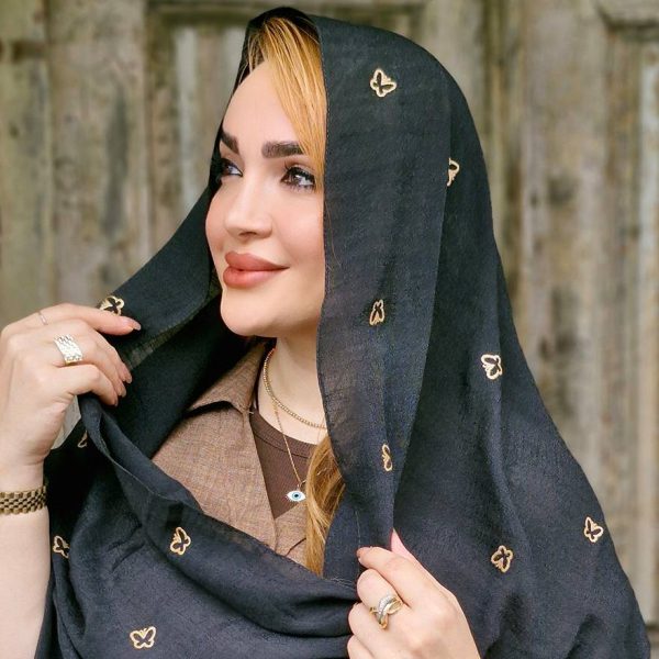 شال مشکی طلاکوب