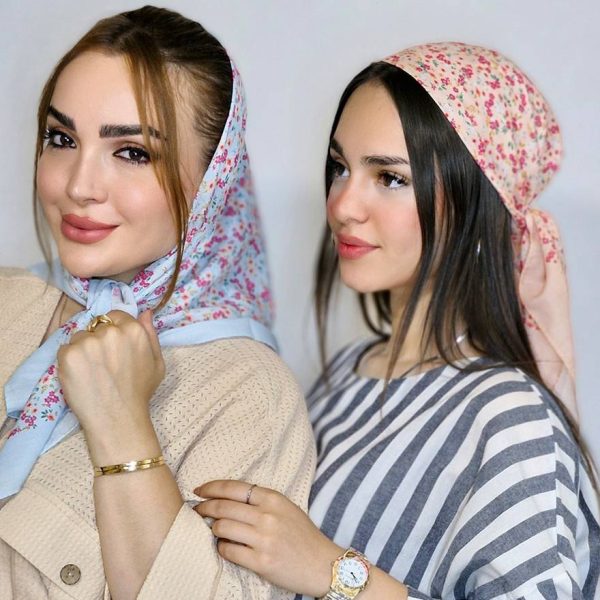 34700284-5 مینی اسکارف گل دار نخی - مانتو پاتریس رشت