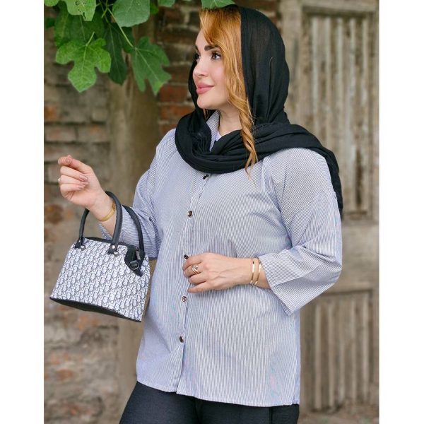 مانتو راه راه آستین پاکتی