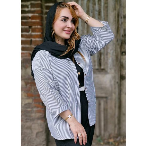 مانتو راه راه آستین پاکتی