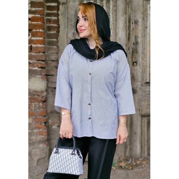 مانتو راه راه آستین پاکتی