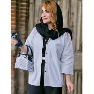 مانتو راه راه آستین پاکتی