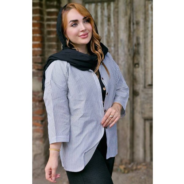 مانتو راه راه آستین پاکتی