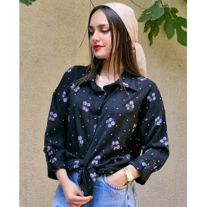 شومیز مانتویی گل گلی