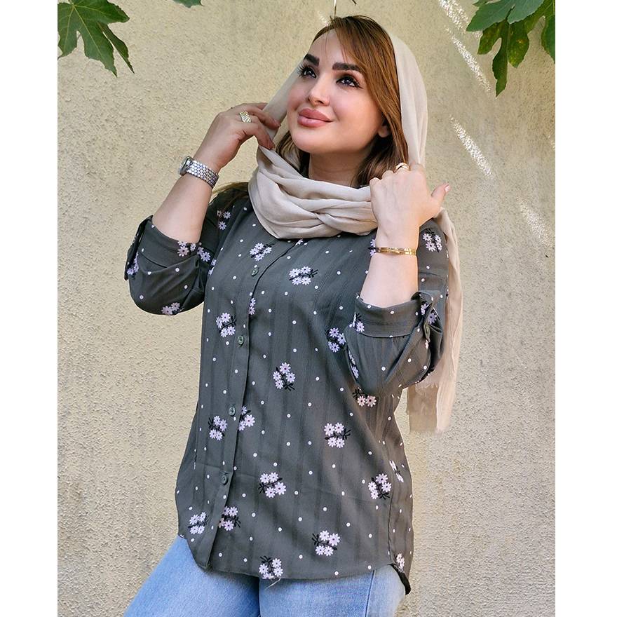 شومیز مانتویی گل گلی