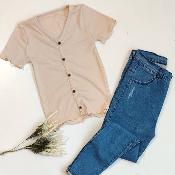 تیشرت فانریپ یقه هفت دکمه نما- مانتو پاتریس رشت