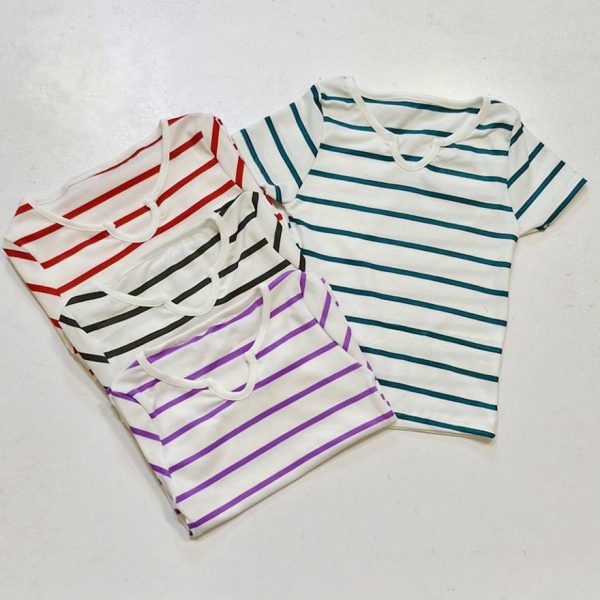 تیشرت راه راه یقه دلبری - مانتو پاتریس رشت