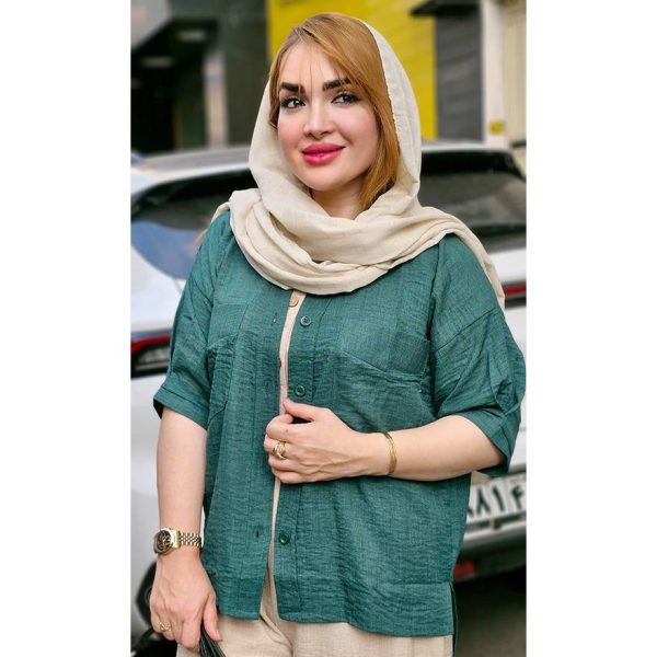 شومیز شانتون جیب دار