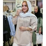 شومیز یقه سفید داکرون راه راه
