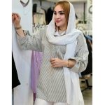 شومیز یقه سفید داکرون راه راه
