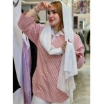 شومیز یقه سفید داکرون راه راه