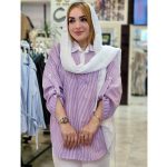 شومیز یقه سفید داکرون راه راه