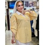 شومیز یقه سفید داکرون راه راه
