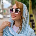 شال پلیسه آبی سفید