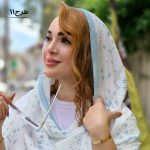 شال پلیسه آبی سفید - مانتو پاتریس رشت