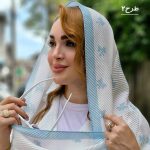 شال پلیسه آبی سفید