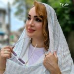 شال پلیسه آبی سفید