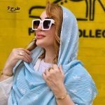 شال پلیسه آبی سفید