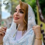 شال پلیسه آبی سفید