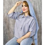شومیز لینن چهارخونه ریز جلوبسته