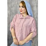 شومیز لینن چهارخونه ریز جلوبسته