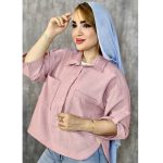 شومیز لینن چهارخونه ریز جلوبسته