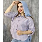 شومیز لینن چهارخونه ریز جلوبسته