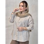 شومیز راه راه تک جیب لینن -