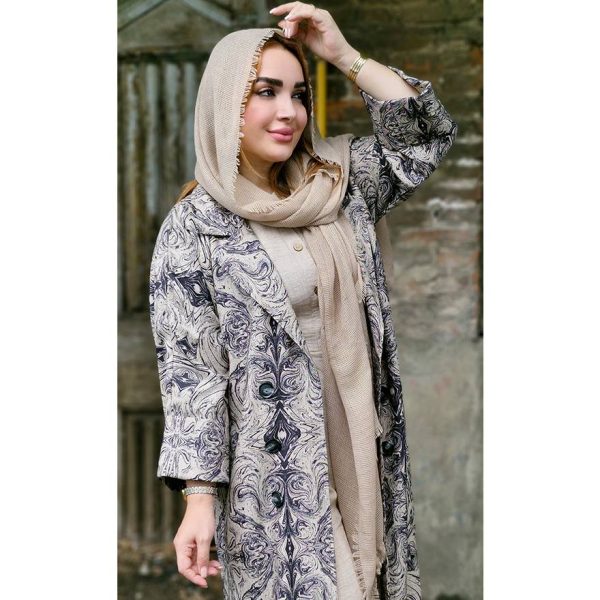 مانتو بلند 6 دکمه طرحدار - مانتو پاتریس رشت