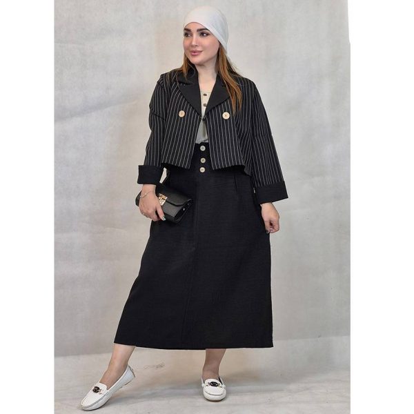 21000558-1 ست کت دامن صوفیا مشکی