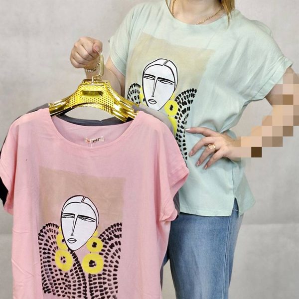 تیشرت نخی چاپ دختر - مانتو پاتریس رشت