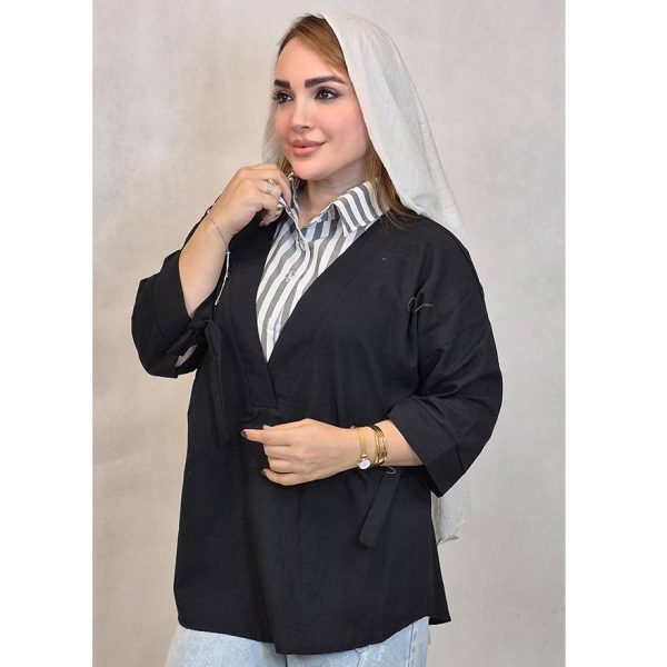 شومیز لینن یقه راه راه - مانتو پاتریس رشت