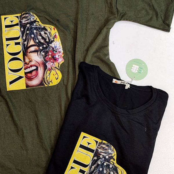 تیشرت لانگ مرواریدی ووگ