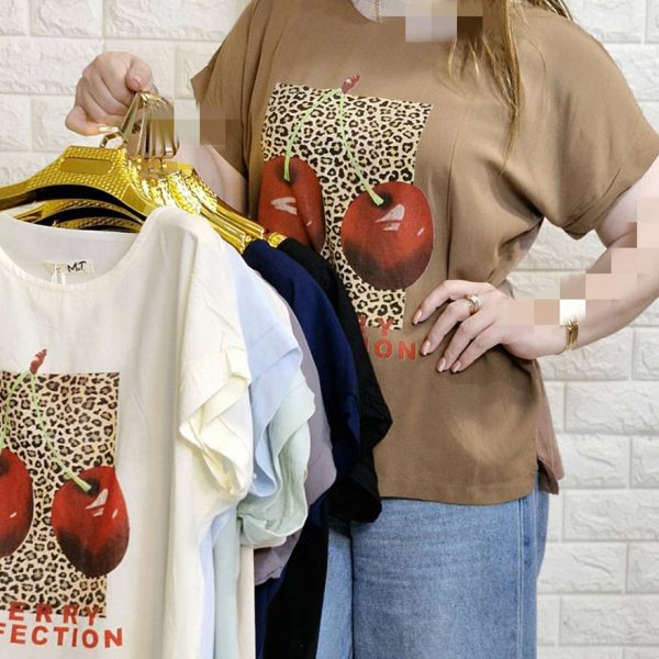 تیشرت نخی چاپ گیلاس - مانتو پاتریس رشت