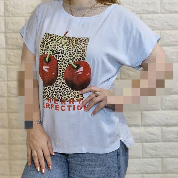 تیشرت نخی چاپ گیلاس - مانتو پاتریس رشت