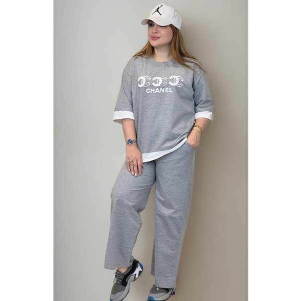 ست تیشرت شلوار ملانژ چنل - مانتو پاتریس رشت